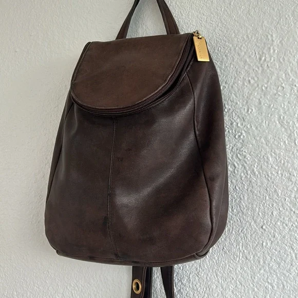 Tignello‎ Geniune Leather Backpack Brown Tignanello Genuine Leather Backpack Purse Caramel Tan - Etsy main image 2